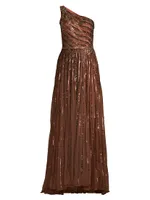 One-Shoulder Sequin Gown