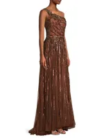 One-Shoulder Sequin Gown