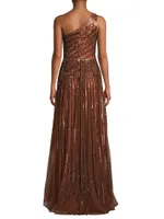 One-Shoulder Sequin Gown