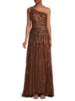 One-Shoulder Sequin Gown