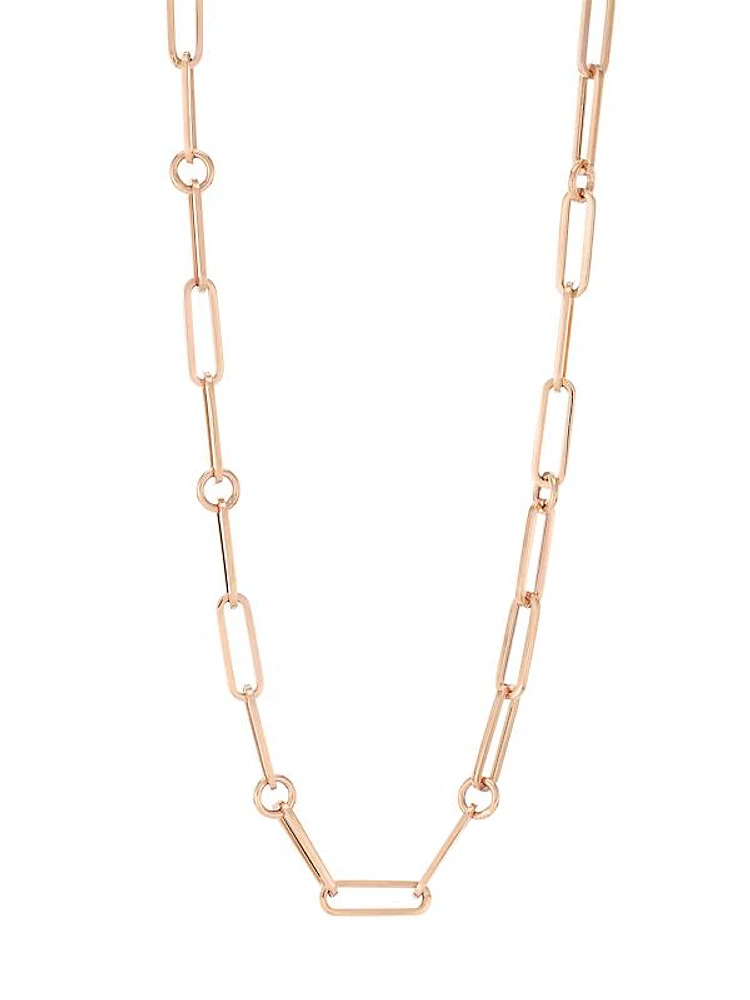 18K Rose Gold Paper Clip Chain Necklace, 17"