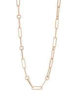 18K Rose Gold Paper Clip Chain Necklace, 17"