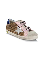 Baby's, Little Girl's & Girl's Old School Leopard Suede Sneakers