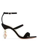 Rosalind Pearl-Heel Suede Sandals