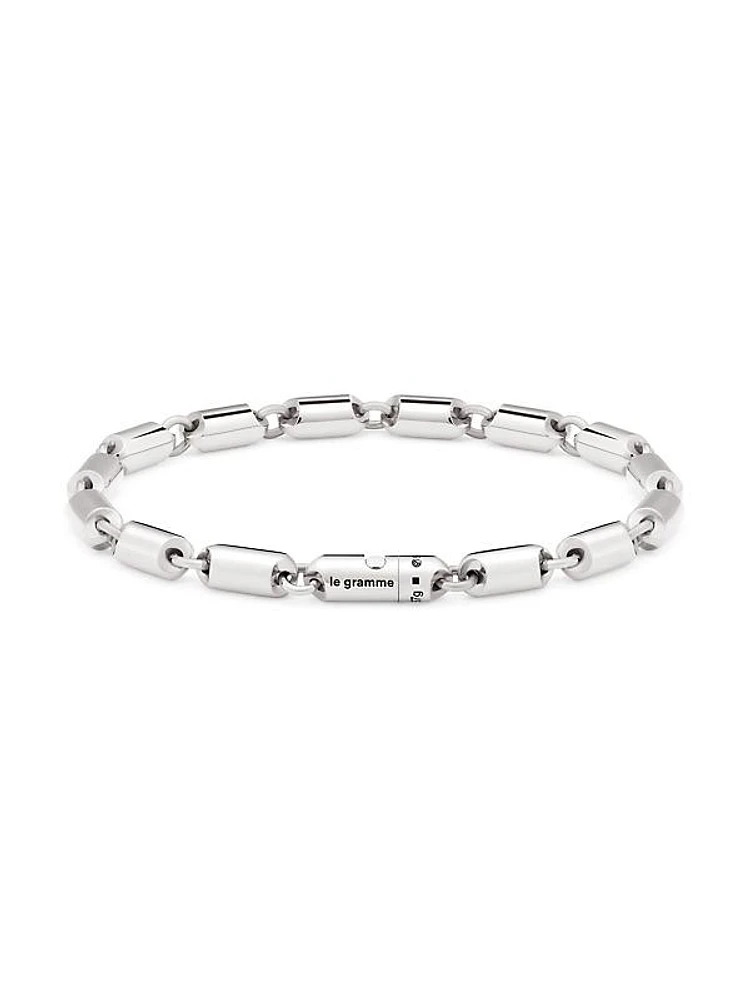 Unisex 25G Polished Sterling Silver Segment Bracelet