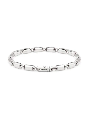 Unisex 25G Polished Sterling Silver Segment Bracelet