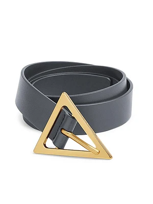 Triangle-Buckle Leather Belt