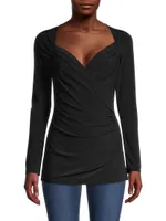 Draped Sweetheart-Neck Top