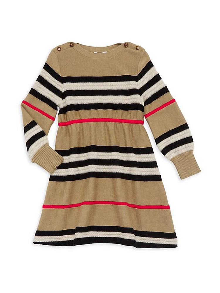 Little Girl's & Girl's Leeta Wool-Cashmere Knit Striped Dress