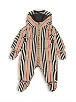 Baby's Icon Stripe Puffer Jumpsuit with Mittens