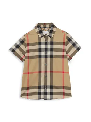 Little Boy's & Owen Oversized Vintage-Check Short-Sleeve Shirt