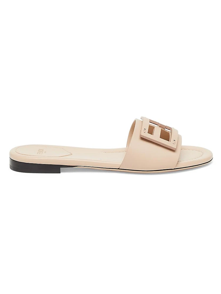 Logo Leather Slide Sandals