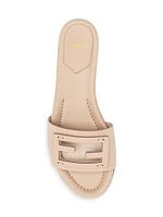 Logo Leather Slide Sandals