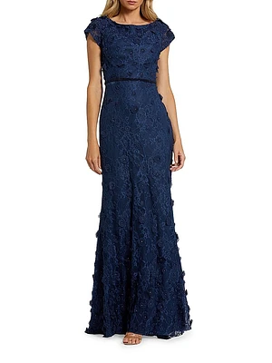 Beaded & Embroidered Lace Gown