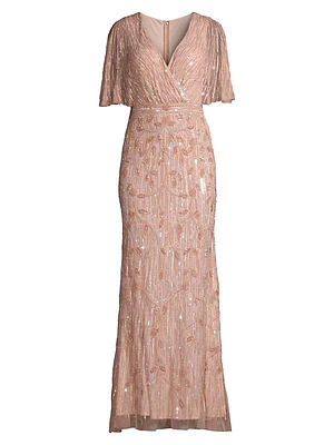 Beaded Cape Gown