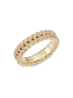 18K Yellow Gold & Diamond Braided Ring