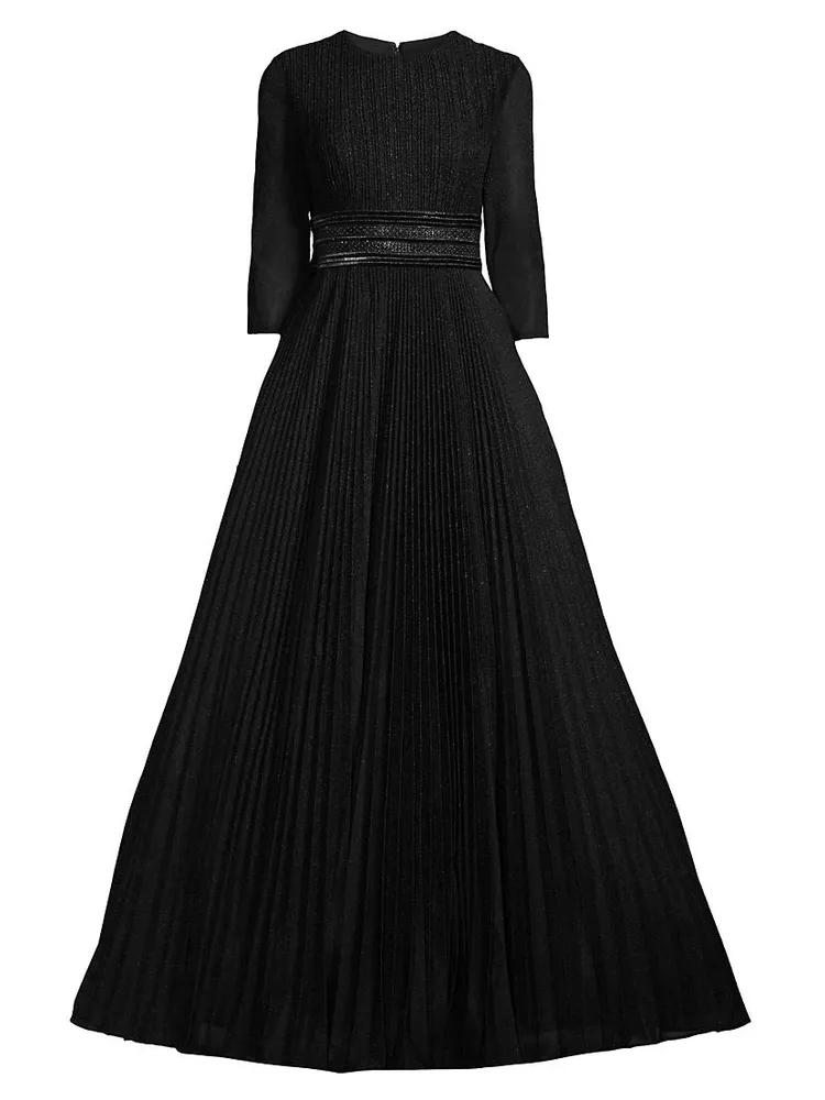 Shimmering Pleated A-Line Gown