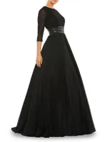 Shimmering Pleated A-Line Gown