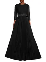 Shimmering Pleated A-Line Gown