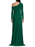 Asymmetrical Jeweled Gown