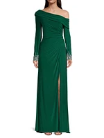 Asymmetrical Jeweled Gown