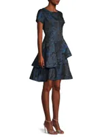 Jacquard Tiered Fit & Flare Dress