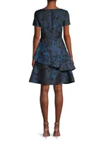 Jacquard Tiered Fit & Flare Dress