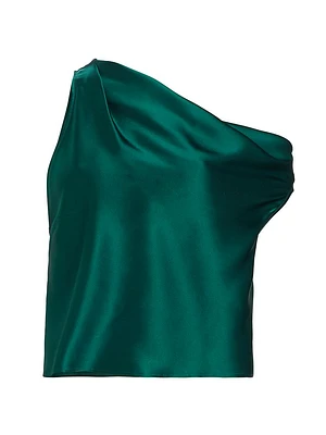 Asymmetrical Cowlneck Silk Top