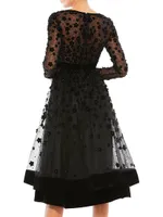 Floral Appliqué Tea Dress