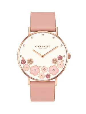 Perry Rose Goldtone Leather Strap Watch