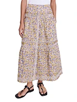 Long Floral Embroidered Skirt