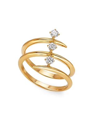 Tribal 18K Yellow Gold & 0.29 TCW Diamonds Wrap Ring