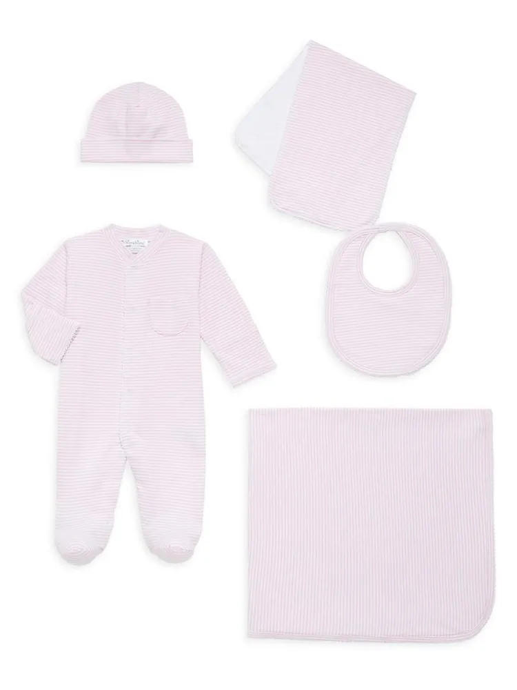 Baby Girl's 5-Piece Simple Striped Gift Set