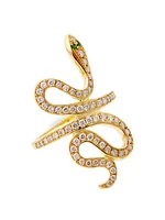 Diamond Slither Snake 18K Yellow Gold, Tsavorite & Diamond Ring