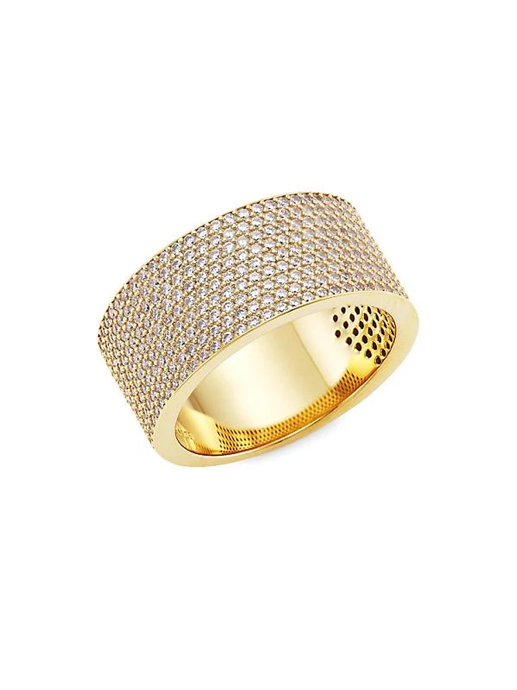 Twist 18K-Gold-Plated & Cubic Zirconia Ring