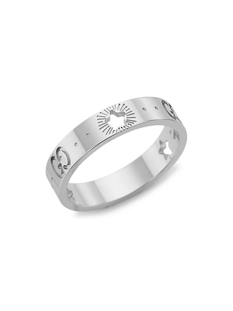 Icon 18K White Gold Star Detail Ring