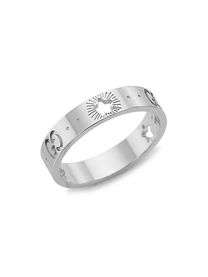 Icon 18K White Gold Star Detail Ring