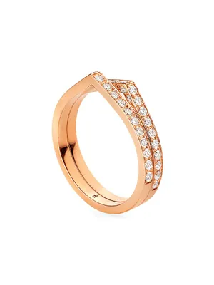 Antifer 18K Pink Gold & 0.52 TCW Diamond Double Ring