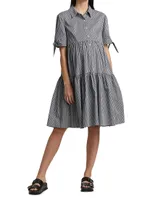 Babette Gingham-Print A-Line Maternity Midi-Dress