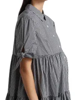 Babette Gingham-Print A-Line Maternity Midi-Dress