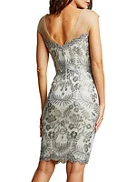 Sequin Lace Deep V-Neck Dress