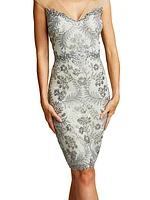 Sequin Lace Deep V-Neck Dress