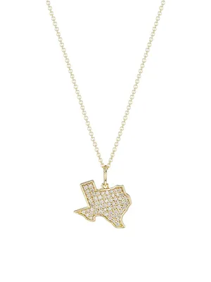 14K Yellow Gold & Diamond Texas Pendant Necklace
