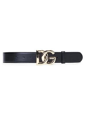 Crossed Logo Leather Belt