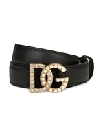 DG Swarovski Logo Leather Belt