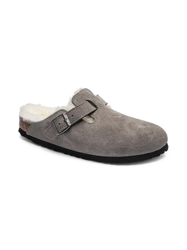 Boston Shearling-Lined Suede Clogs