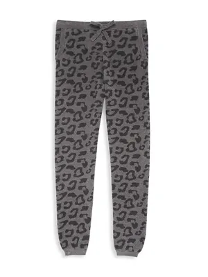 Little Girl's & Leopard Print Track Pants