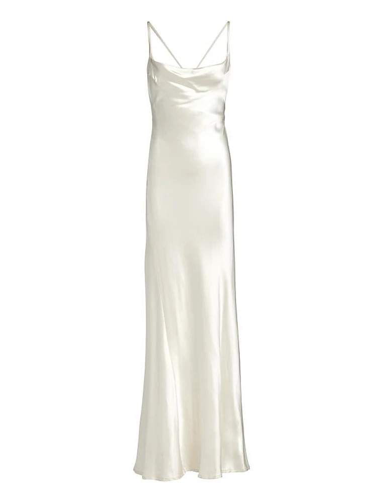 Whiteley Cowl-Neck Silk Gown