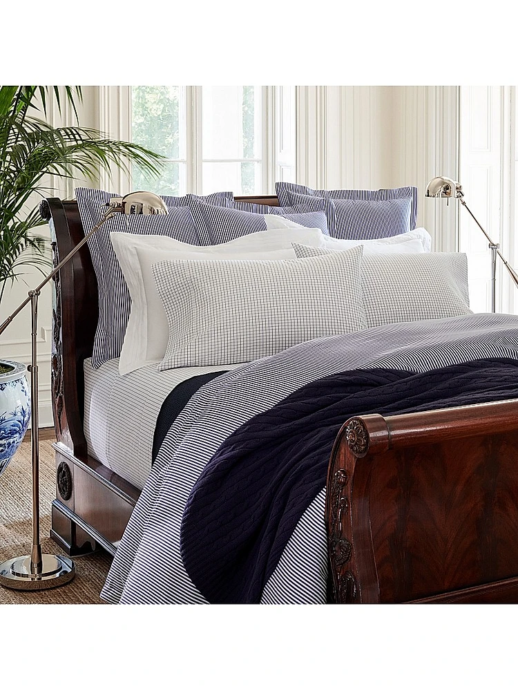 Organic Shirting Stripe Bedding 400 Thread Count Duvet Cover