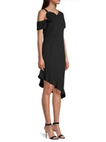 Asymmetric Ruffled Sheath Dress